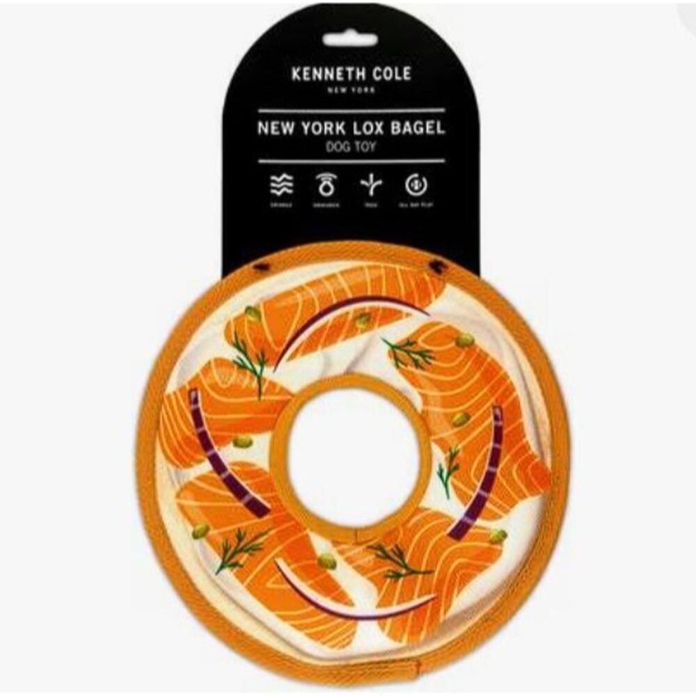 NWT Kenneth Cole Bagel with Lox Squeaky Stuffing-Free Dog Plush Toy